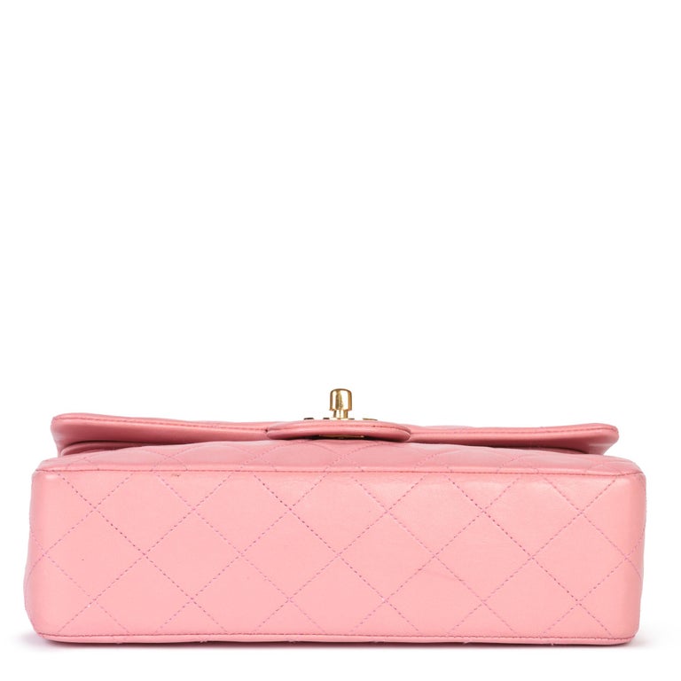 CHANEL Pink Quilted Lambskin Vintage Small Classic Double Flap Bag For ...