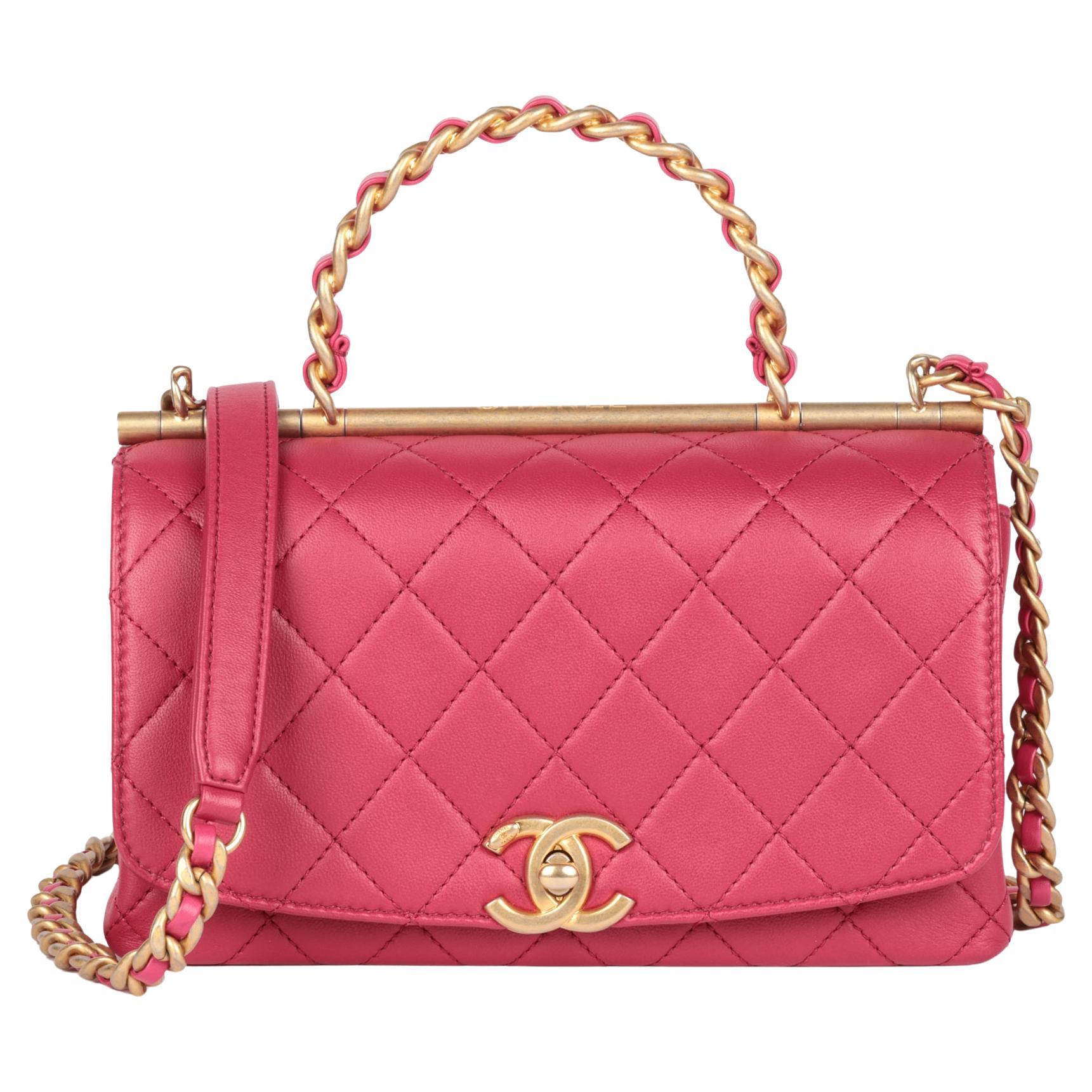 CHANEL Pink Quilted Lambskin Vintage Small Top Handle Classic Single Flap  Bag at 1stDibs  chanel boy with handle 2020, pink quilted lambskin enamel  mini handle clutch with chain brushed gold hardware, 2022