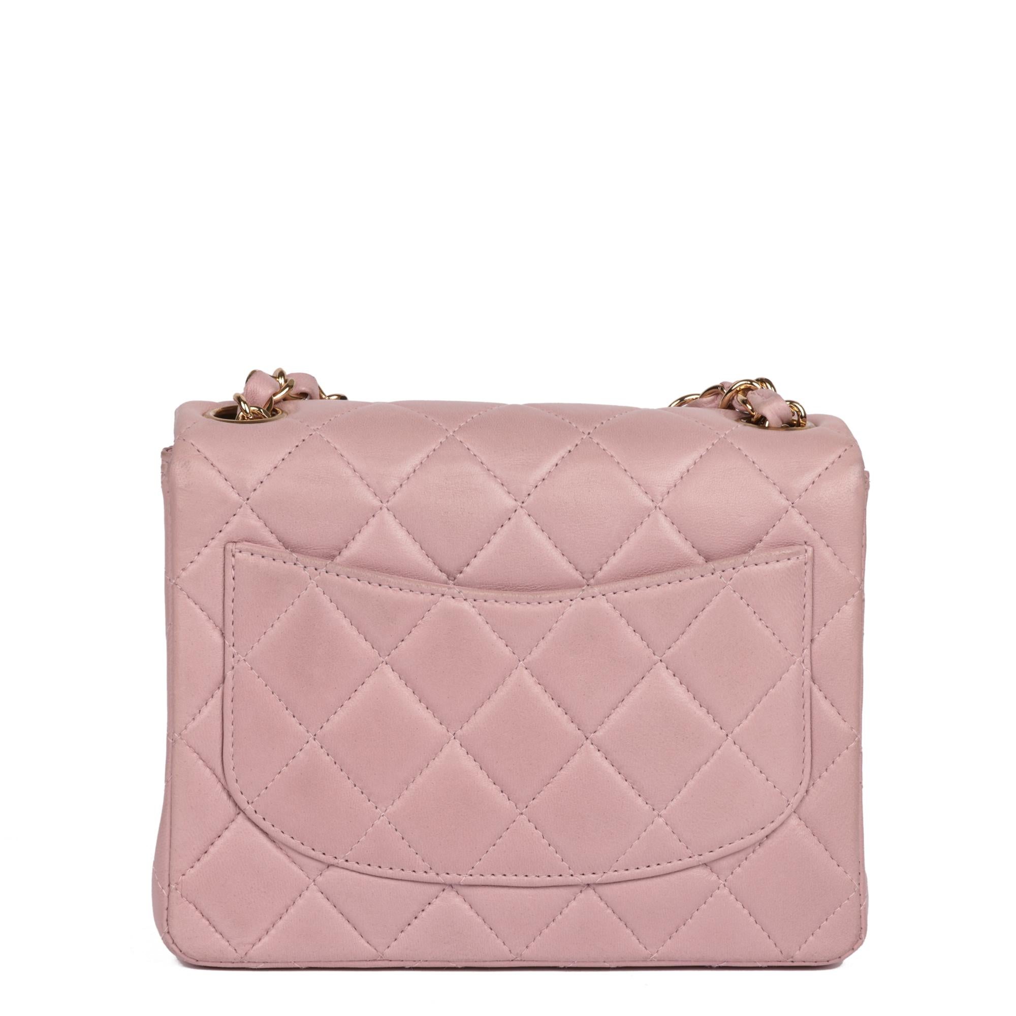 Beige CHANEL Pink Quilted Lambskin Vintage Square Mini Flap Bag For Sale