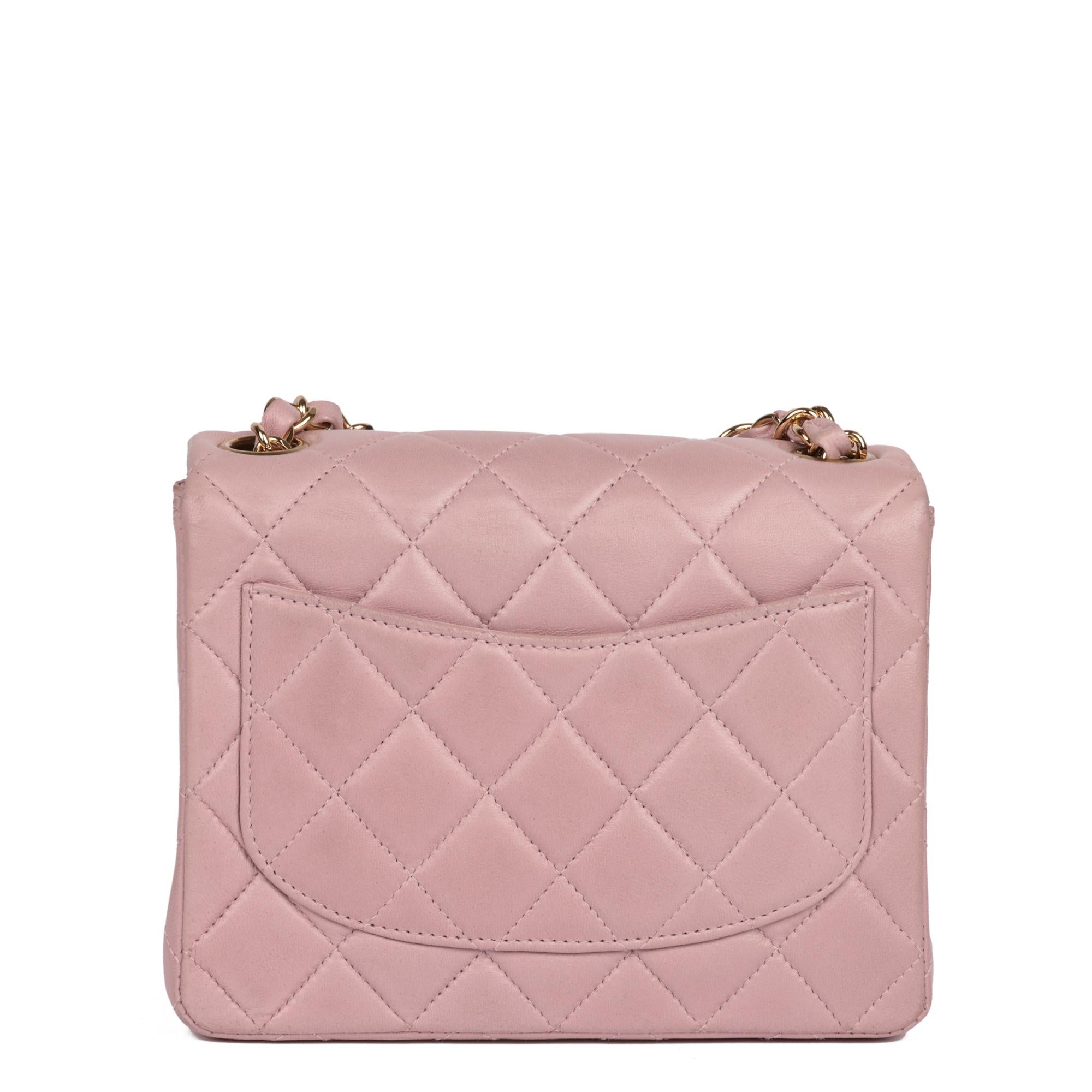 CHANEL Rosa gestepptes Lammfell Vintage Square Mini Flap Bag Damen im Angebot