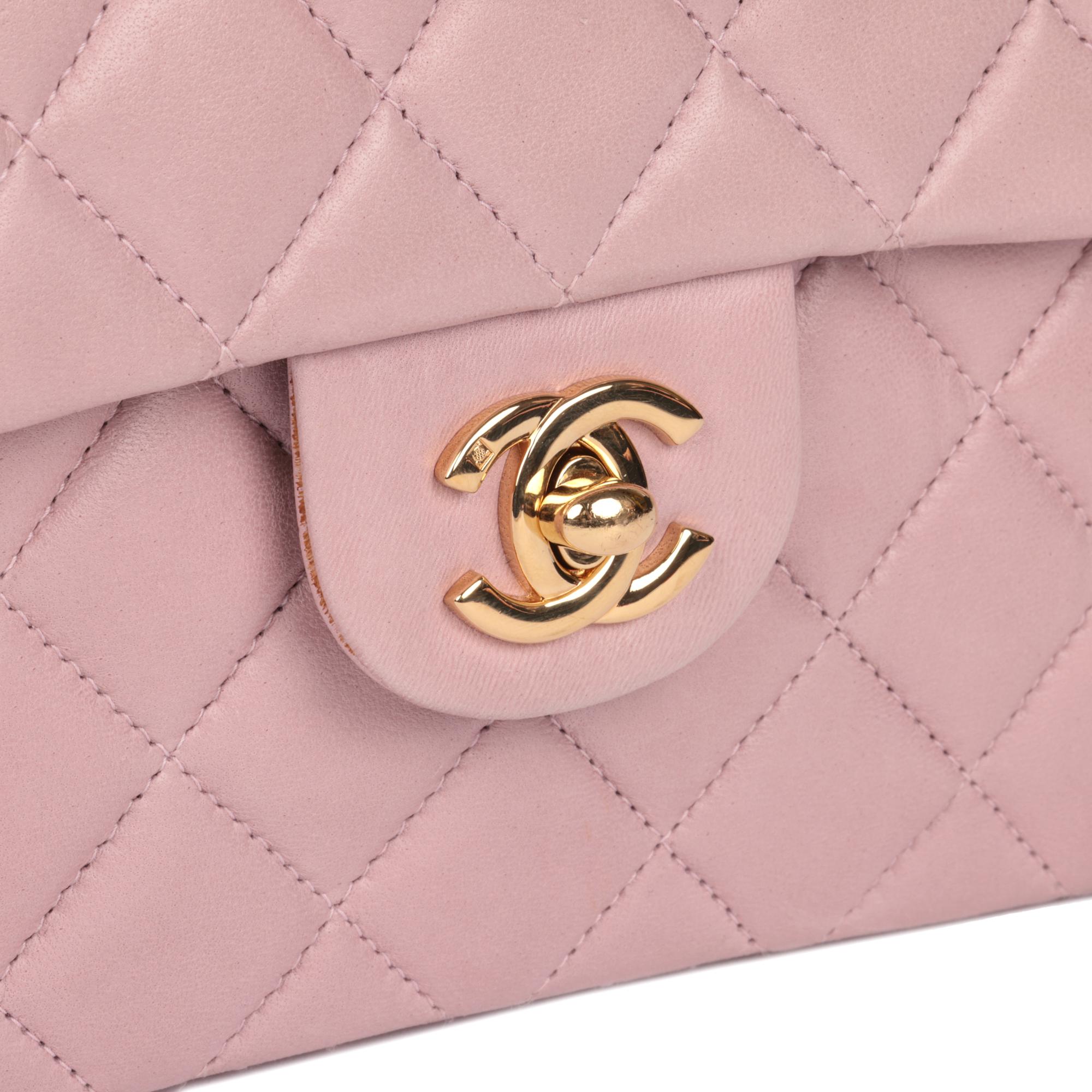 CHANEL Rosa gestepptes Lammfell Vintage Square Mini Flap Bag im Angebot 2