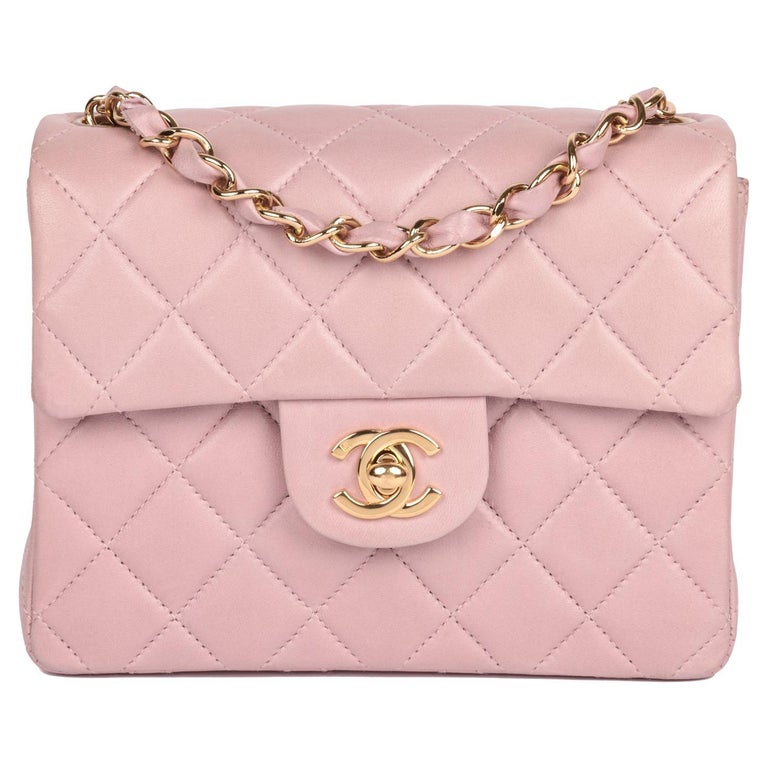 CHANEL Pink Quilted Lambskin Vintage Square Mini Flap Bag For Sale