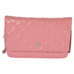 Chanel Pink Quilted Lambskin Wallet On Chain