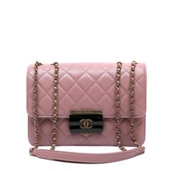 Chanel Pink Quilted Leather “Beauty Lock” Flap Bag with Gold Hardware