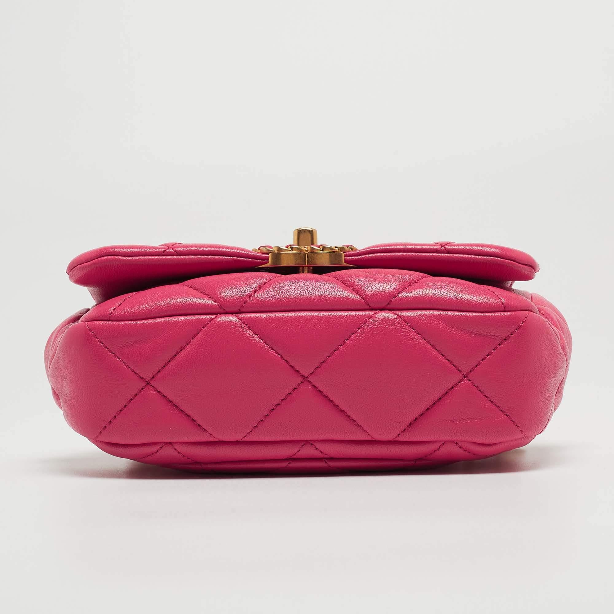 Chanel Pink Quilted Leather CC 19 Waist Bag 1