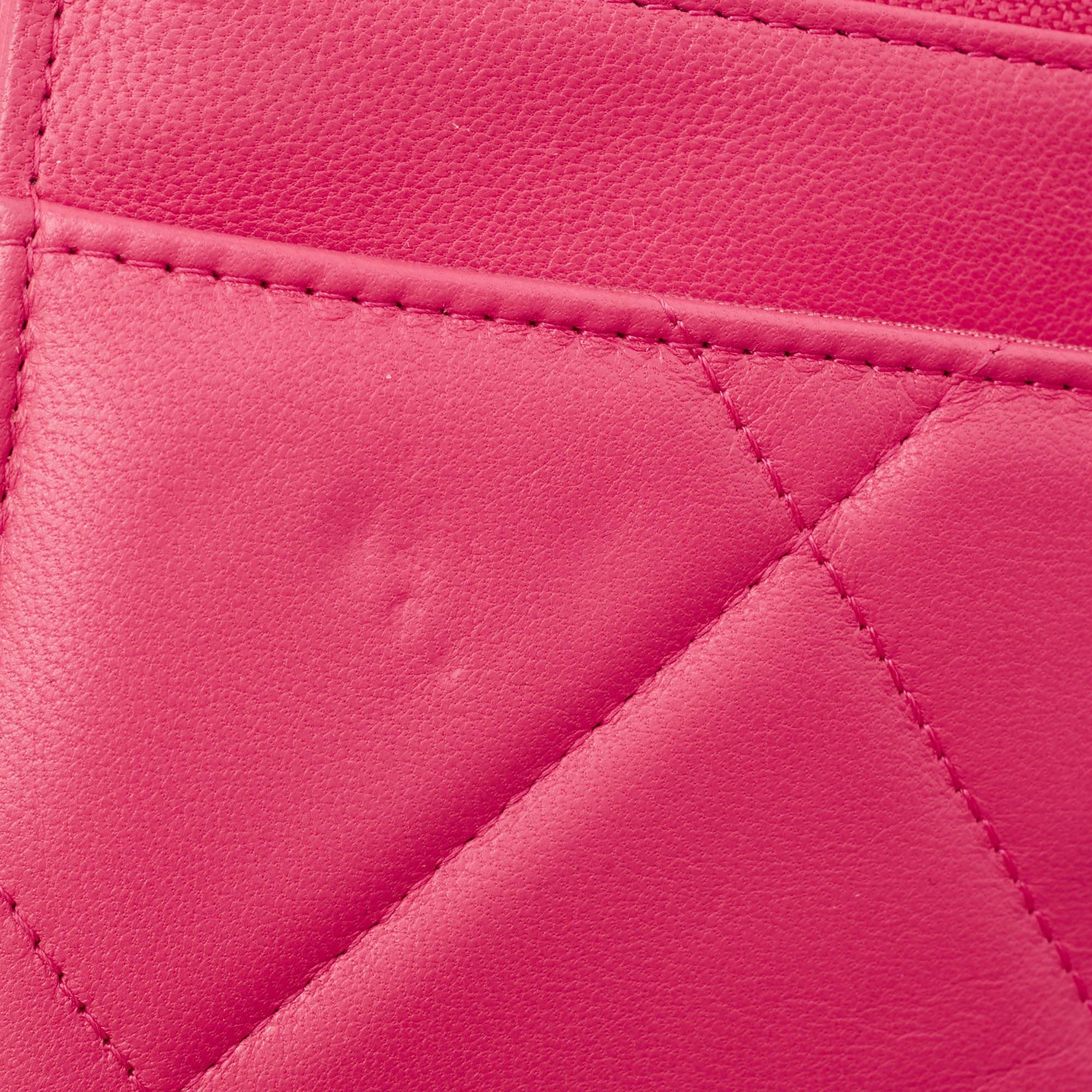 Chanel Pink Quilted Leather Chanel 19 Wallet on Chain 9