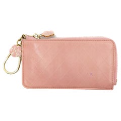 Chanel Pink Quilted Leather Coin Purse Key Chain Pouch 72ck322s