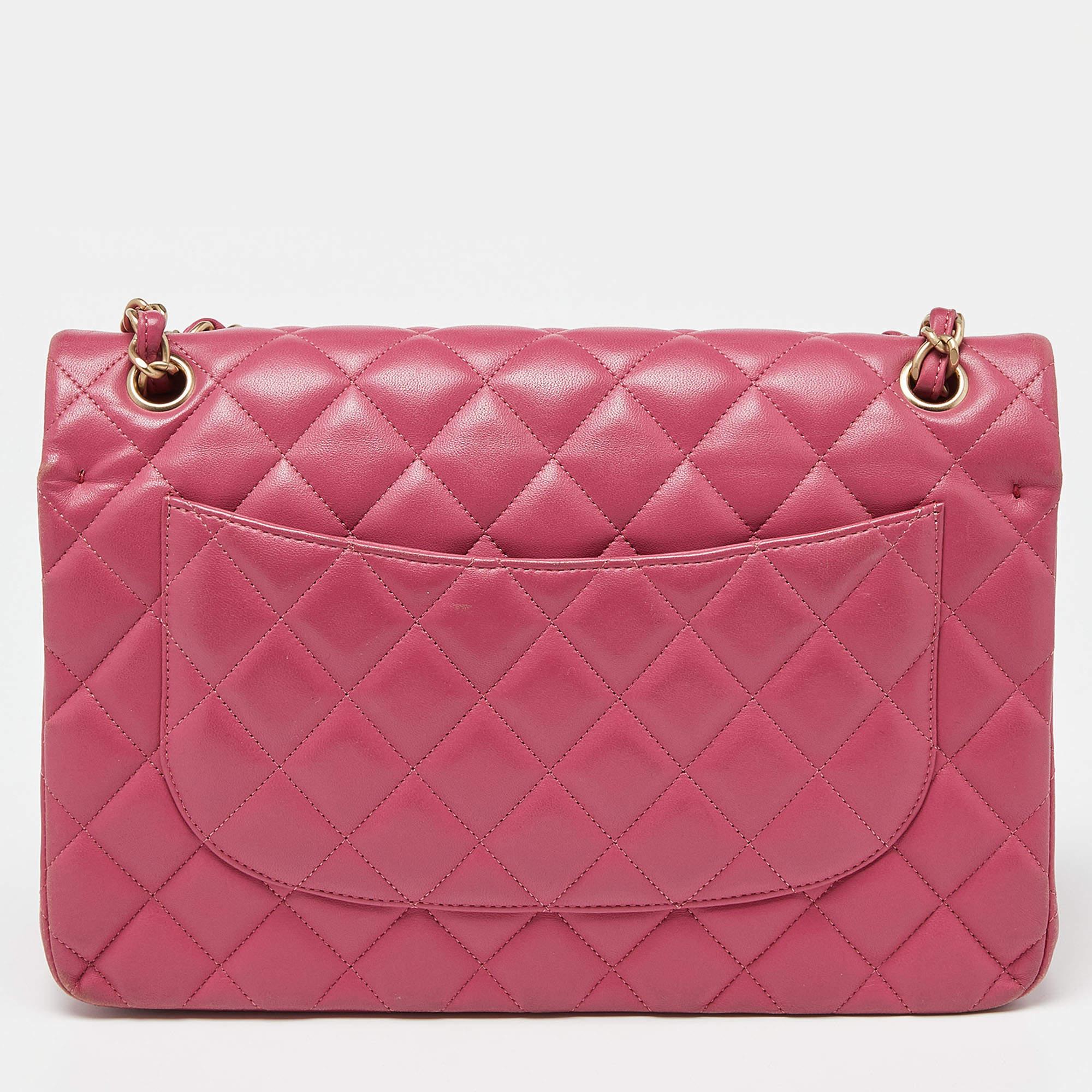 Chanel Pink Quilted Leather Jumbo Classic Double Flap Bag 2