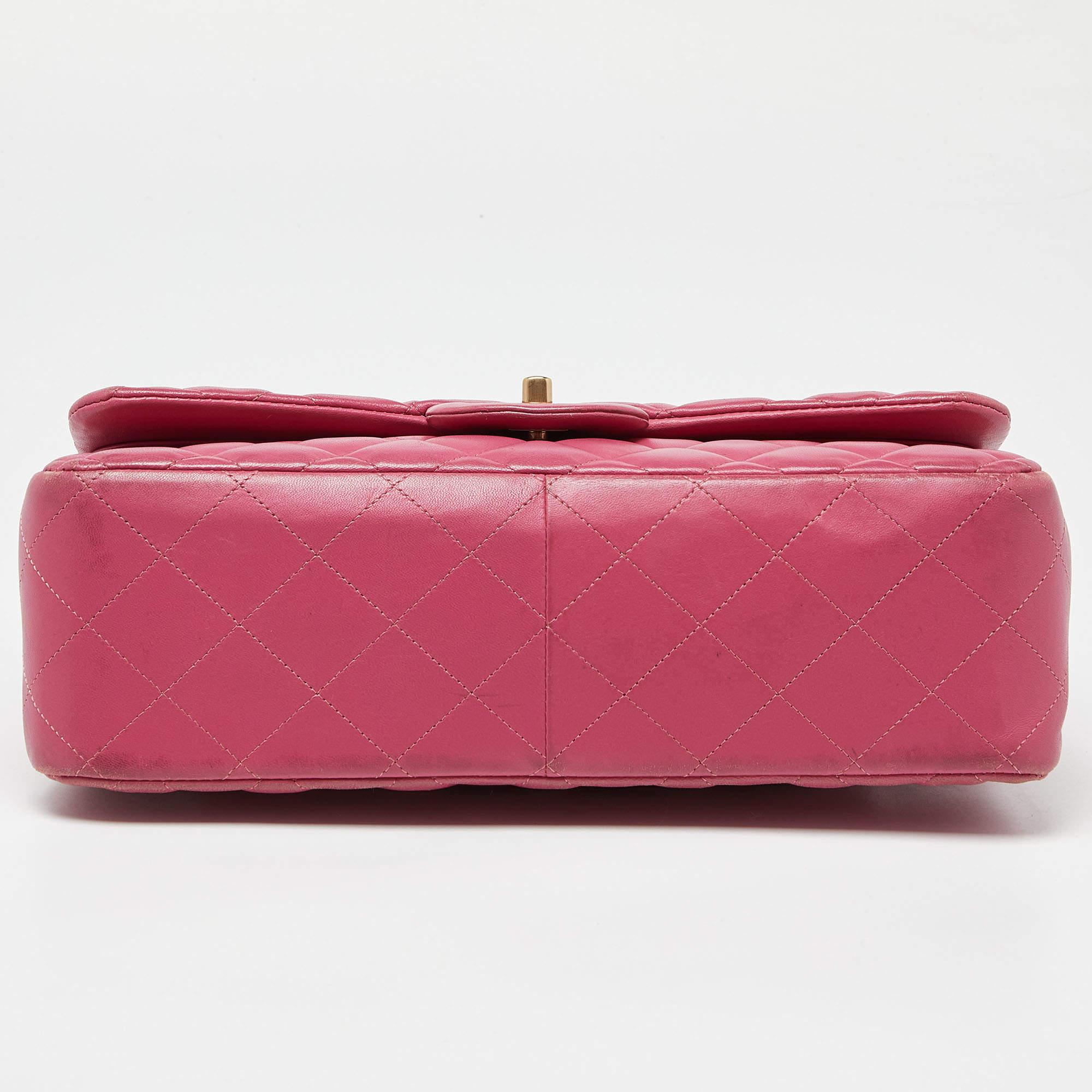 Chanel Pink Quilted Leather Jumbo Classic Double Flap Bag 4