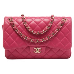 Chanel Pink Quilted Leather Jumbo Classic Double Flap Bag