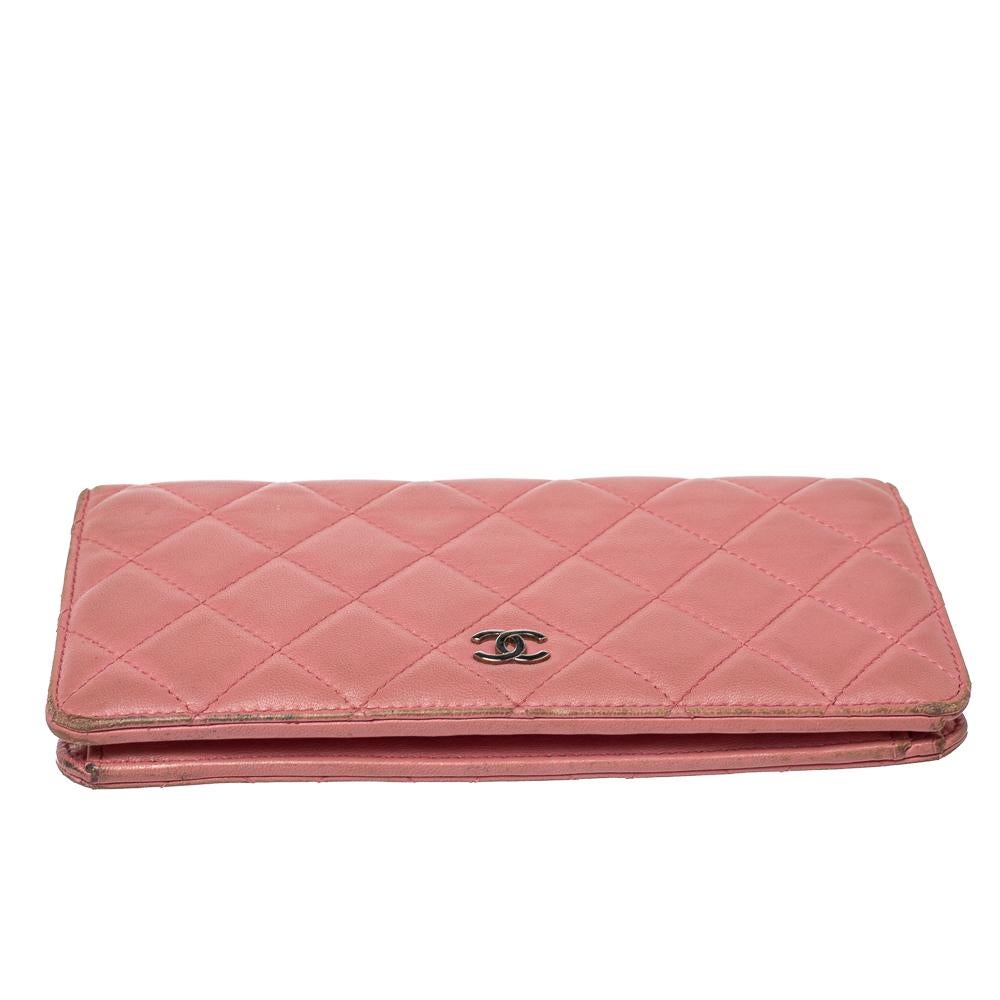 Chanel Pink Quilted Leather L Yen Continental Wallet at 1stDibs