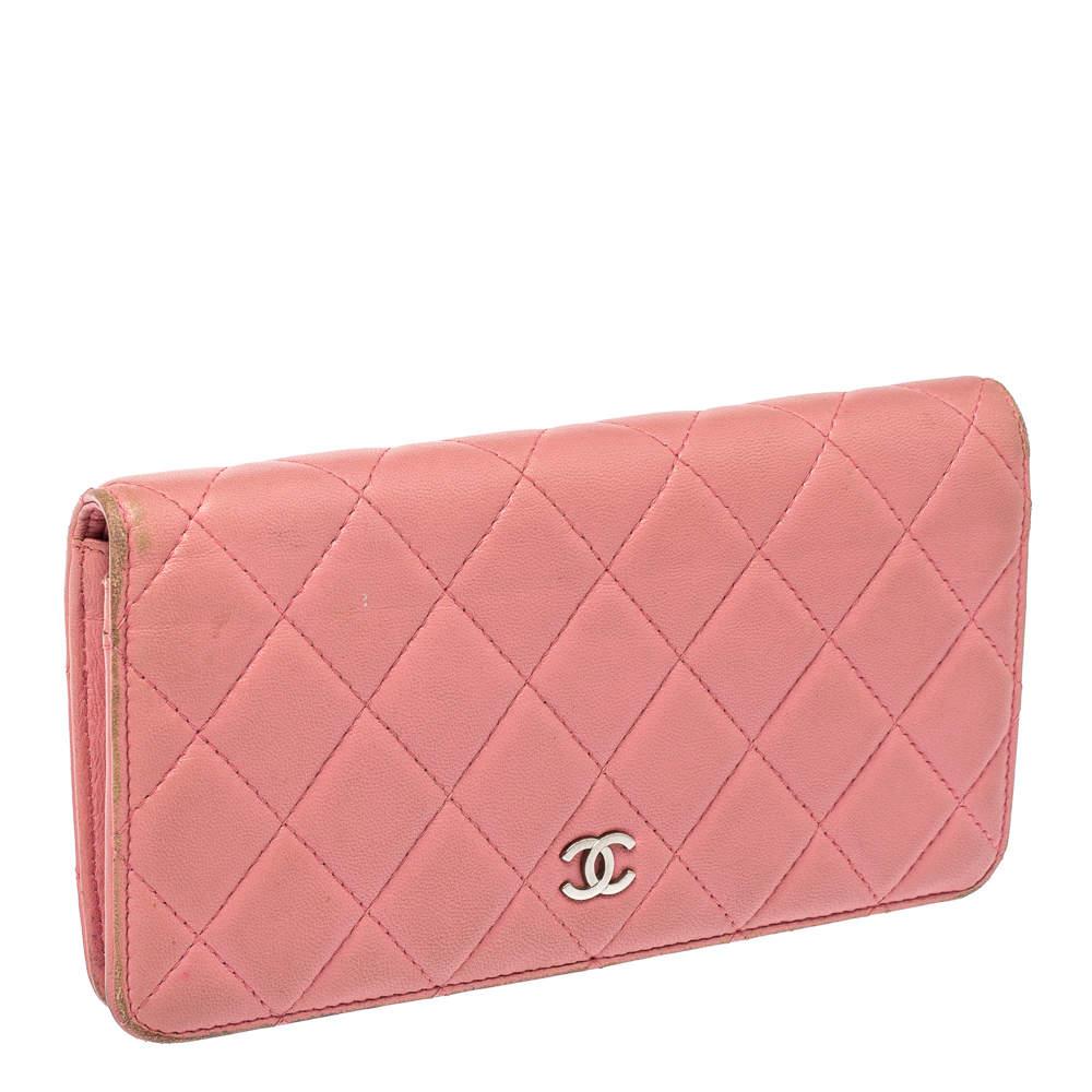 Chanel Pink Quilted Leather L Yen Continental Wallet For Sale 4