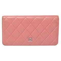 Chanel Pink Quilted Leather L Yen Continental Wallet