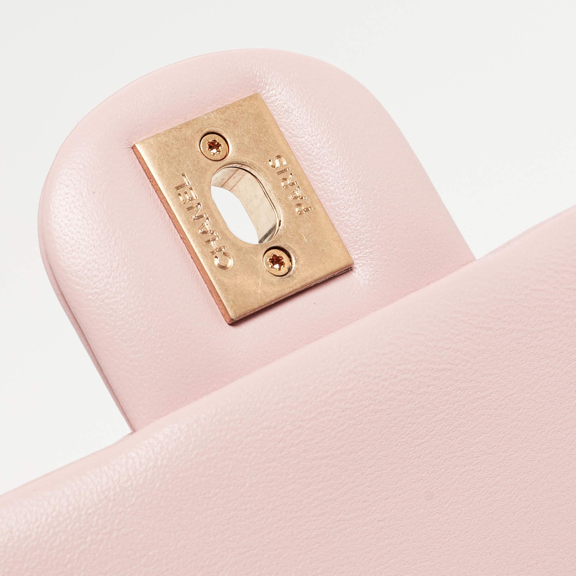 Chanel Pink Quilted Leather New Mini Heart Charm Classic Flap Bag 7
