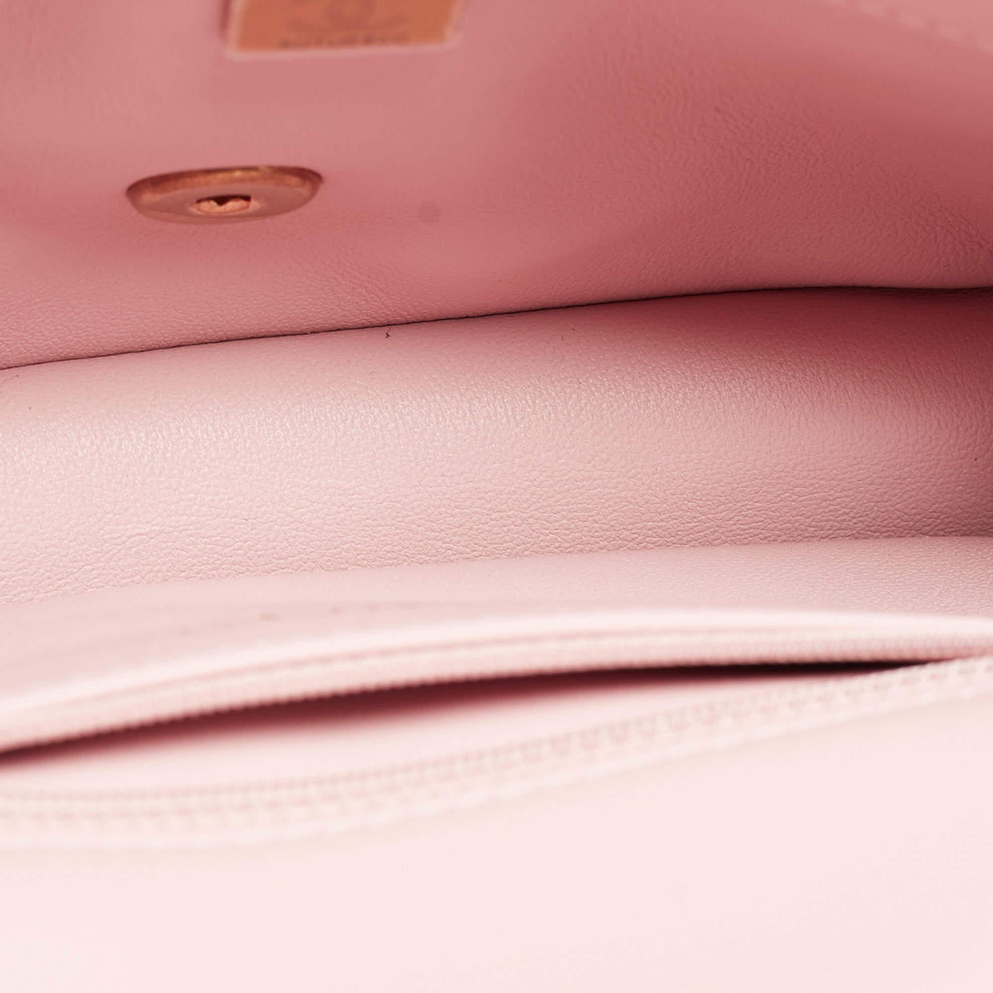 Chanel Pink Quilted Leather New Mini Heart Charm Classic Flap Bag 3