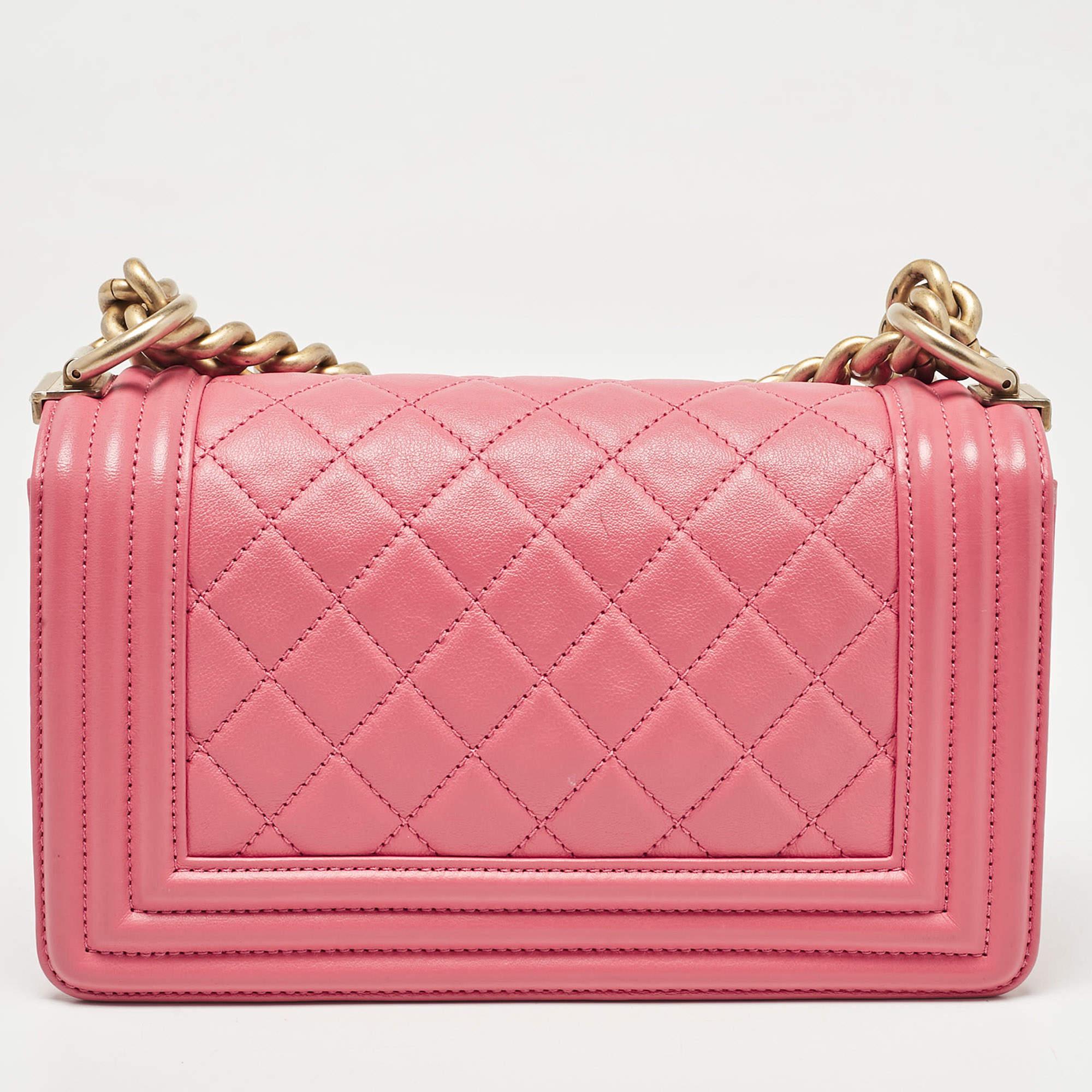 Women's Chanel Pink Quilted Leather Small Boy Bag For Sale