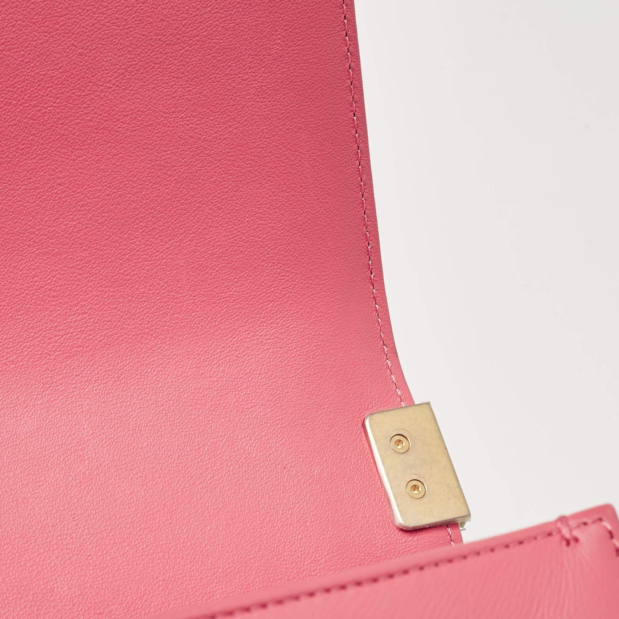 Chanel Pink Quilted Leather Small Boy Bag For Sale 4