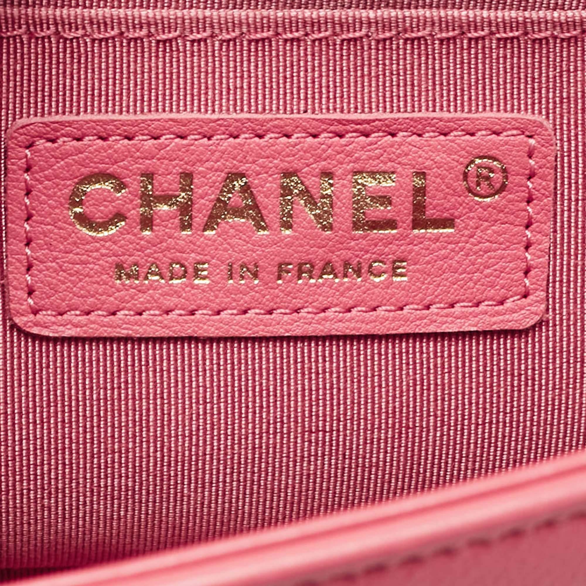 Chanel Pink Quilted Leather Small Boy Bag For Sale 5