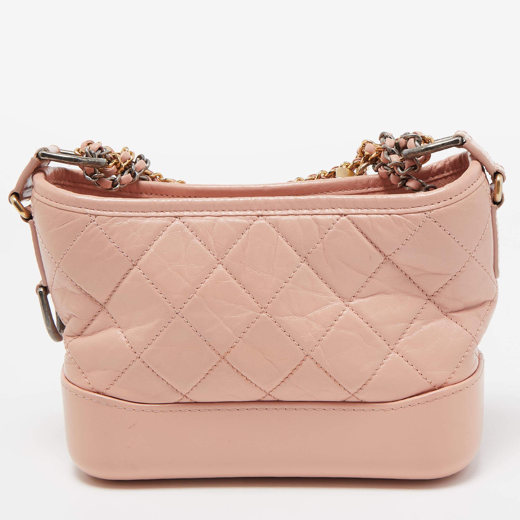 Chanel Pink Quilted Leather Small Gabrielle Hobo 7