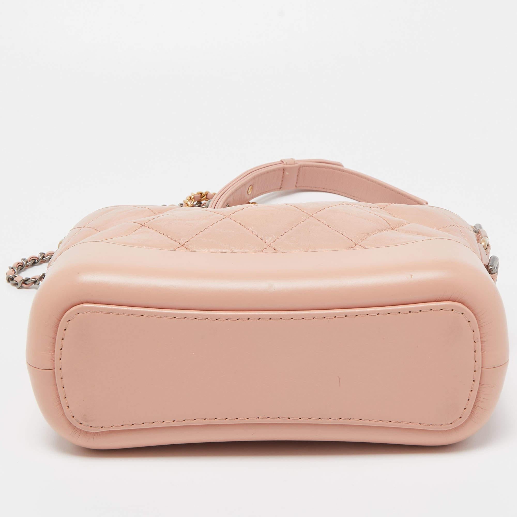 Chanel Pink Quilted Leather Small Gabrielle Hobo 1