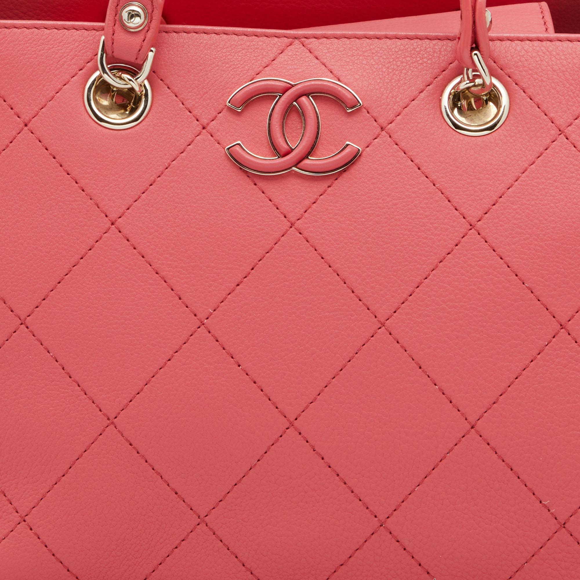 Chanel Pink Quilted Leather Small Neo Soft Shopping Tote 5