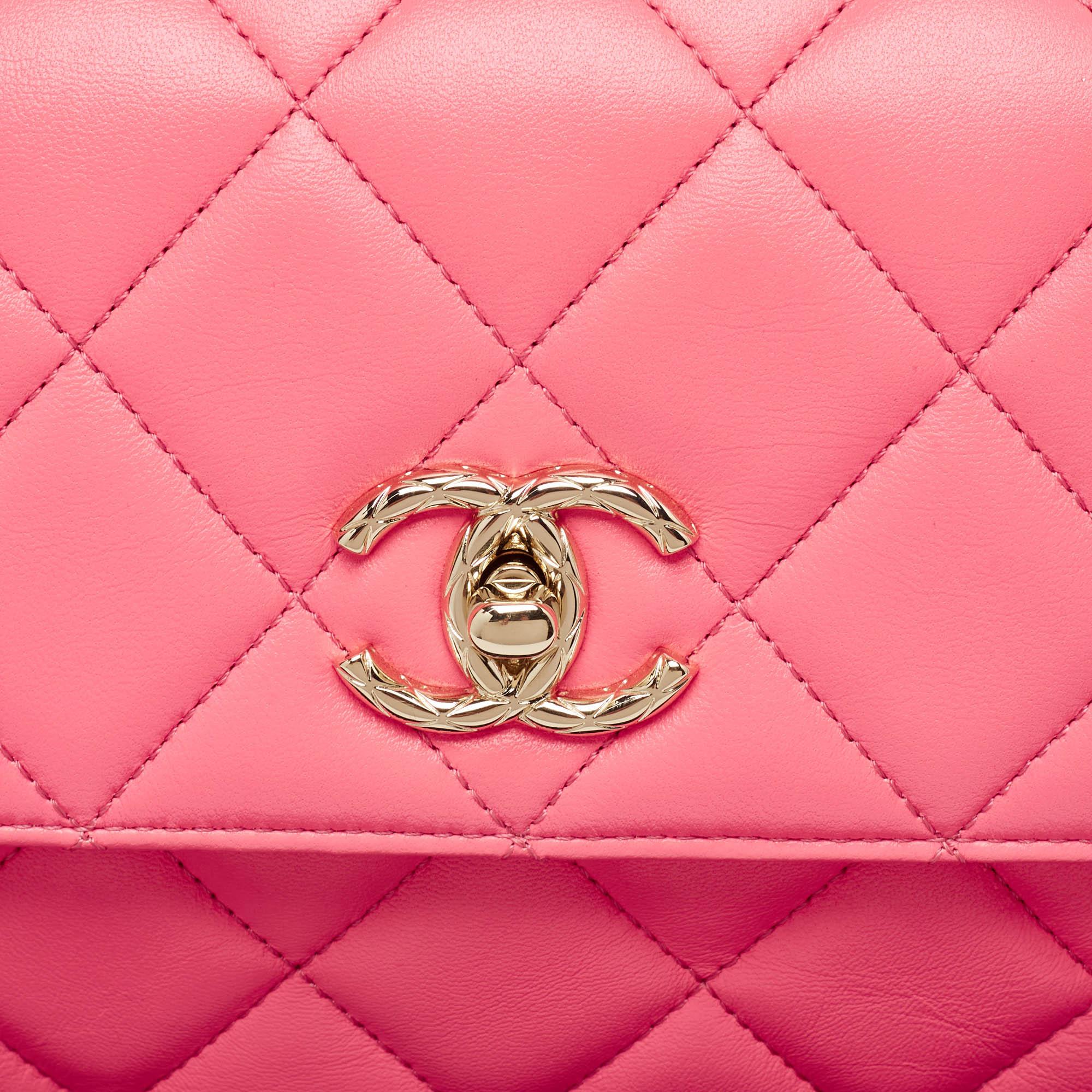 Chanel Pink Quilted Leather Small Trendy CC Top Handle Bag 1