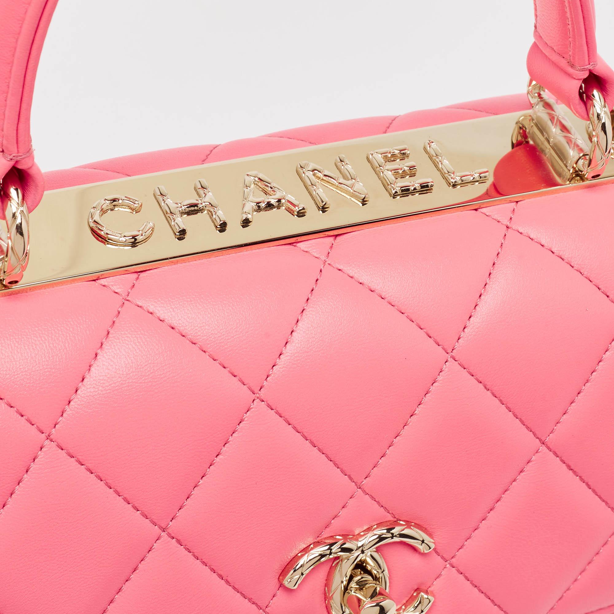 Chanel Pink Quilted Leather Small Trendy CC Top Handle Bag 2