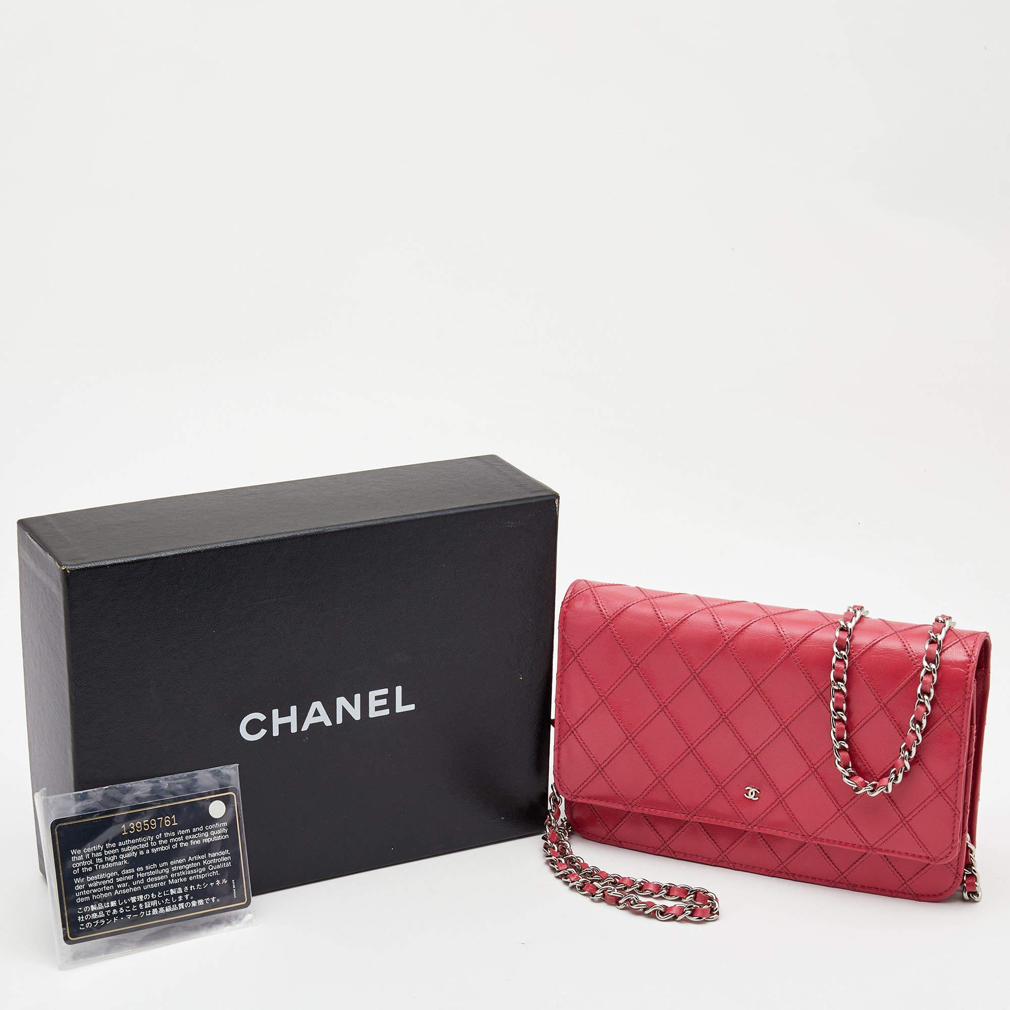 Chanel Pink Quilted Leather WOC Bag For Sale 8