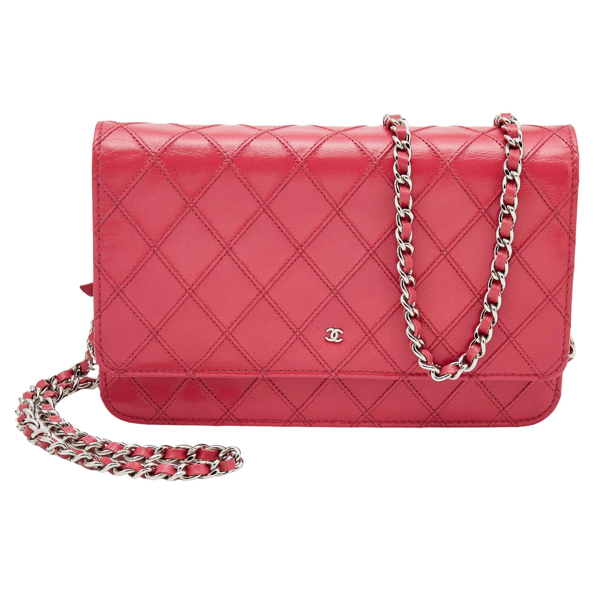 Chanel Pink Quilted Leather WOC Bag For Sale