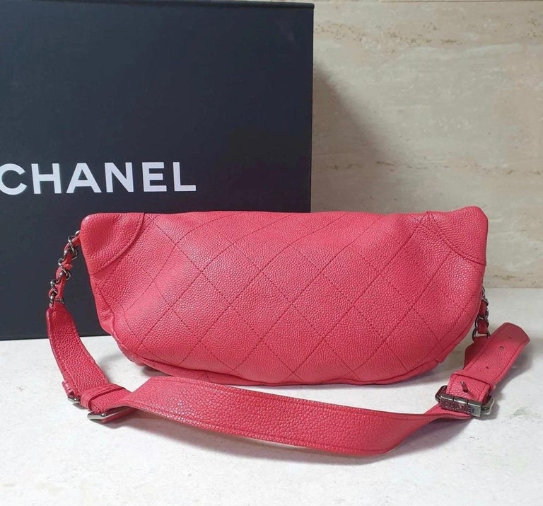 Chanel Pink Quilted Leather Zip and Carry Waist Bag For Sale at 1stDibs