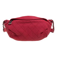 Chanel Pink Quilted Leather Zip and Carry Waist Bag