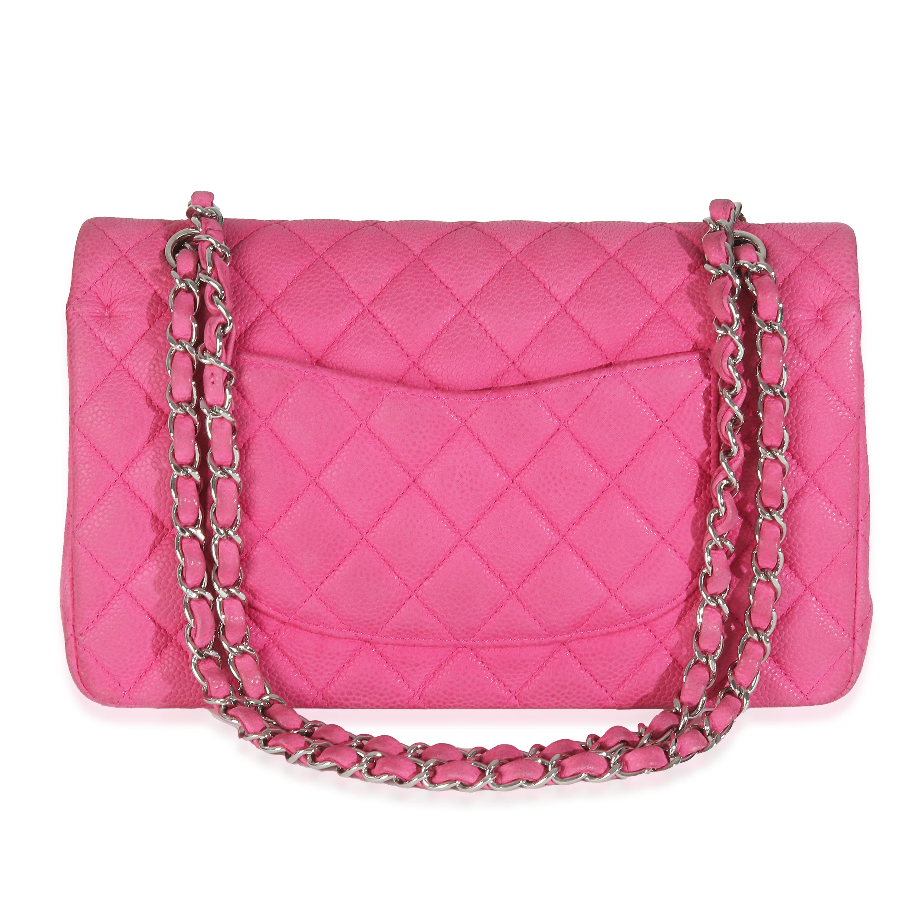 Listing Title: Chanel Pink Quilted Matte Caviar Medium Classic Double Flap Bag
SKU: 146187
Condition: Pre-owned 
Condition Description: A timeless classic that never goes out of style, the flap bag from Chanel dates back to 1955 and has seen a