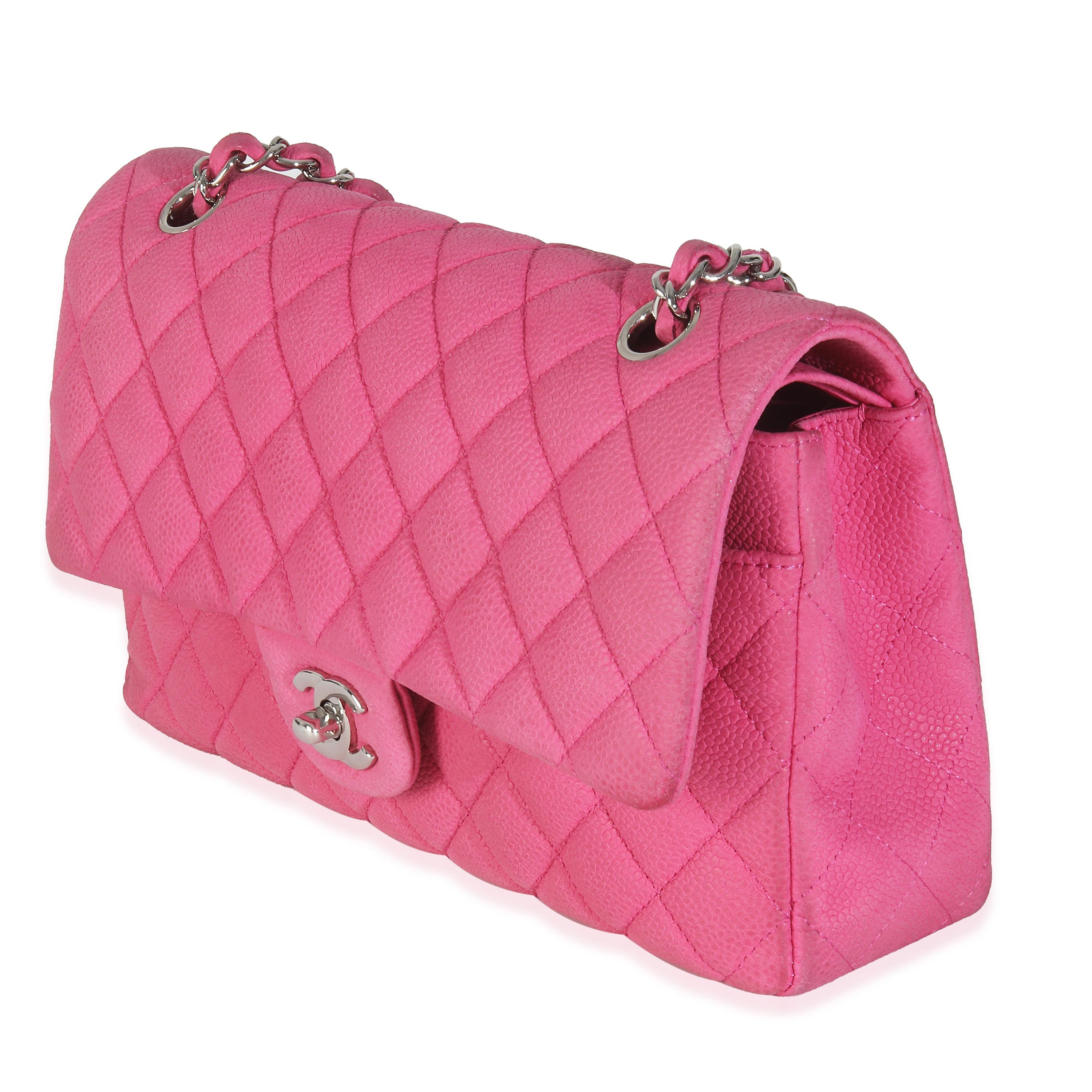Women's or Men's Chanel Pink Quilted Matte Caviar Medium Classic Double Flap Bag For Sale