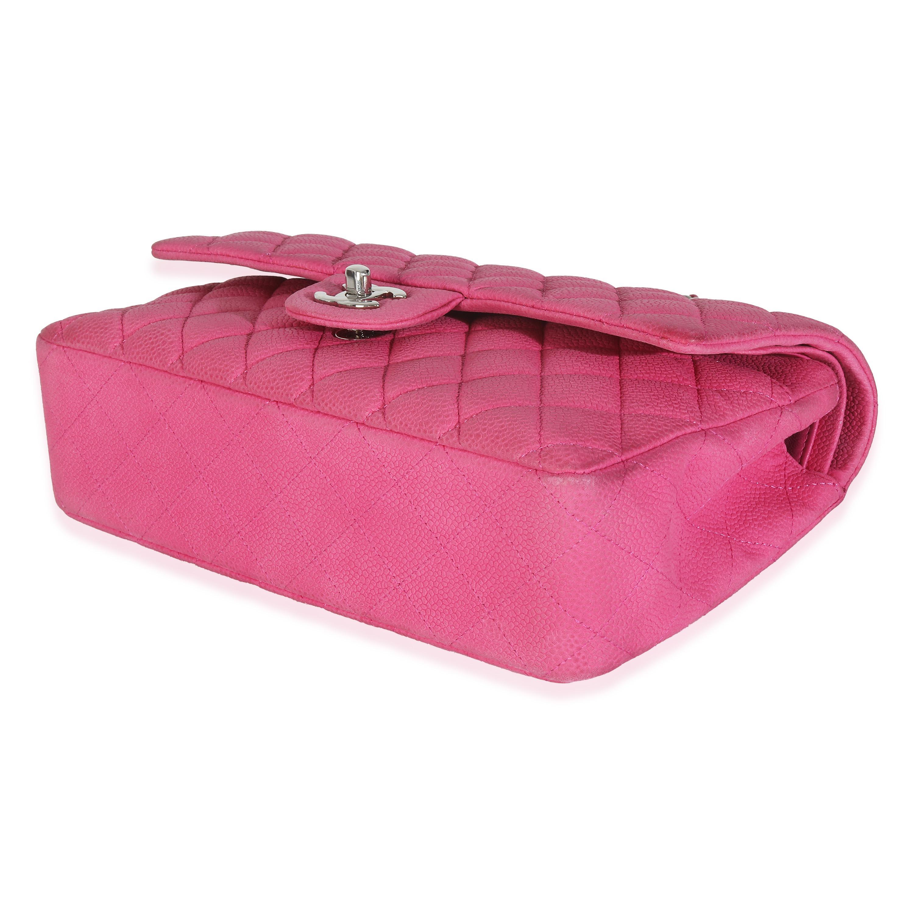 Chanel Pink Quilted Matte Caviar Medium Classic Double Flap Bag For Sale 1