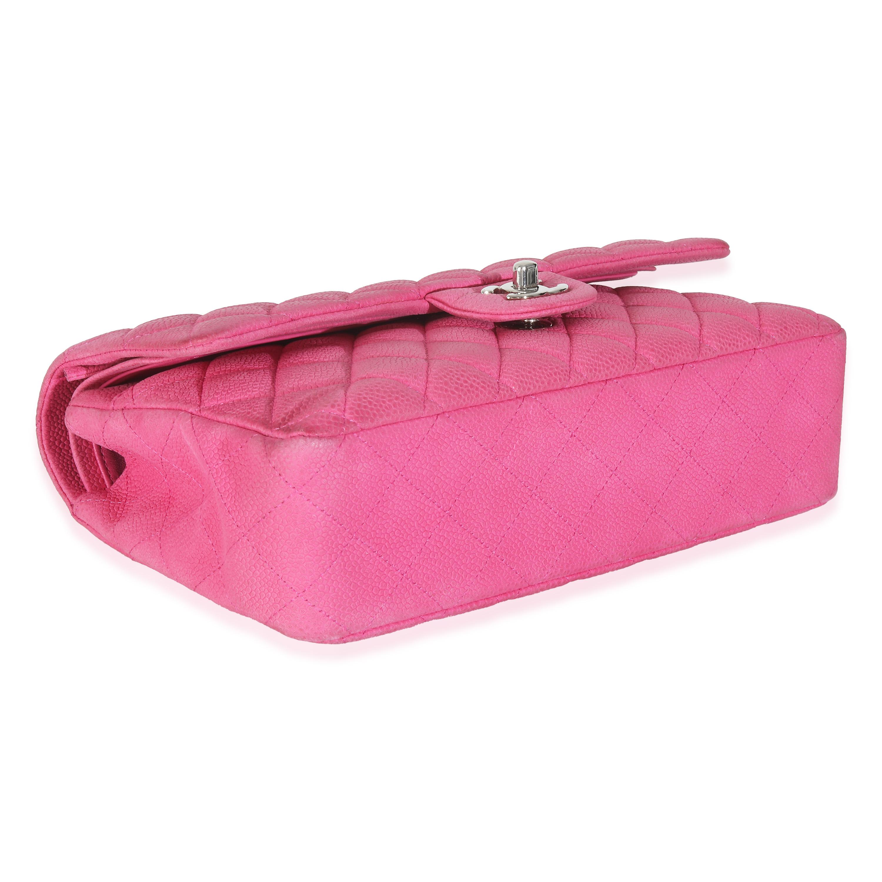 Chanel Pink Quilted Matte Caviar Medium Classic Double Flap Bag For Sale 3
