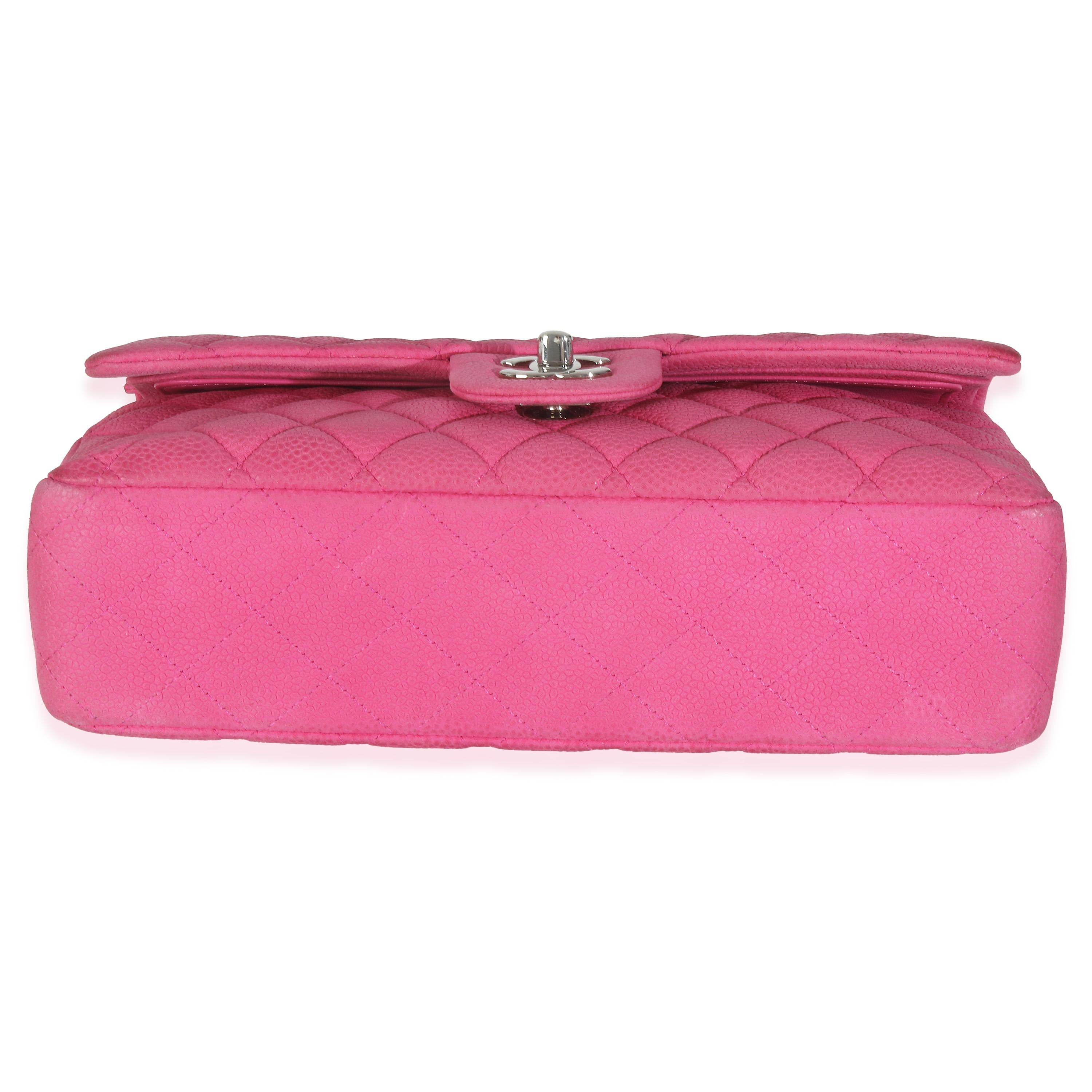 Chanel Pink Quilted Matte Caviar Medium Classic Double Flap Bag For Sale 4