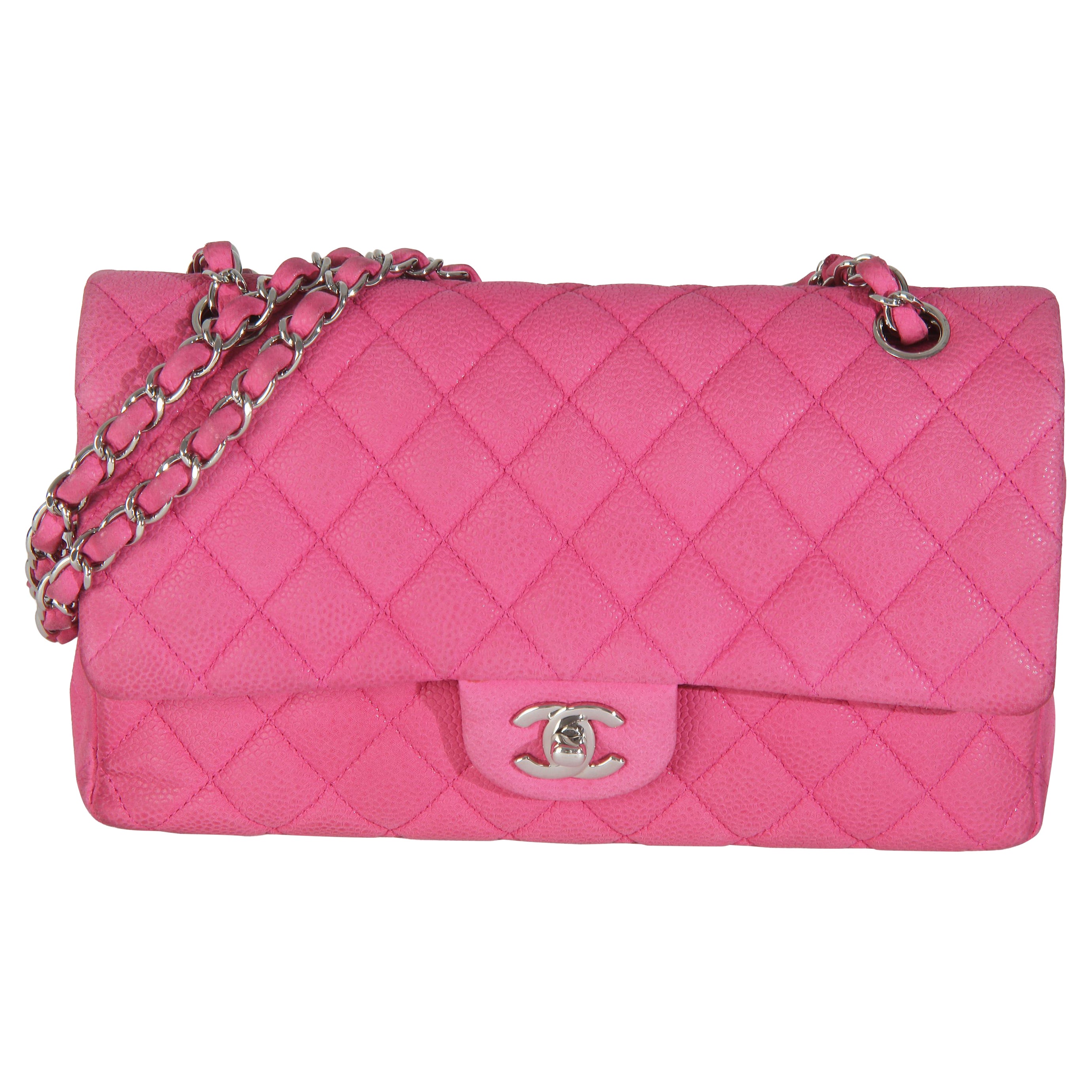 Chanel Pink Quilted Matte Caviar Medium Classic Double Flap Bag