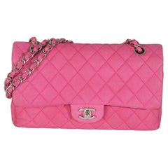 Chanel Rosa Trapuntata Caviale Opaco Media Borsa Classica Doppia Patta