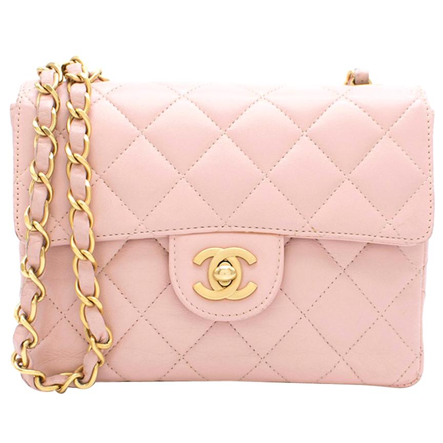 Chanel Pink Quilted Mini Square Flap Bag For Sale at 1stDibs