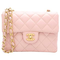 Chanel Pink Quilted Mini Square Flap Bag For Sale at 1stDibs