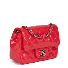CHANEL Pink Quilted Patent Leather Classic Mini Flap Bag
