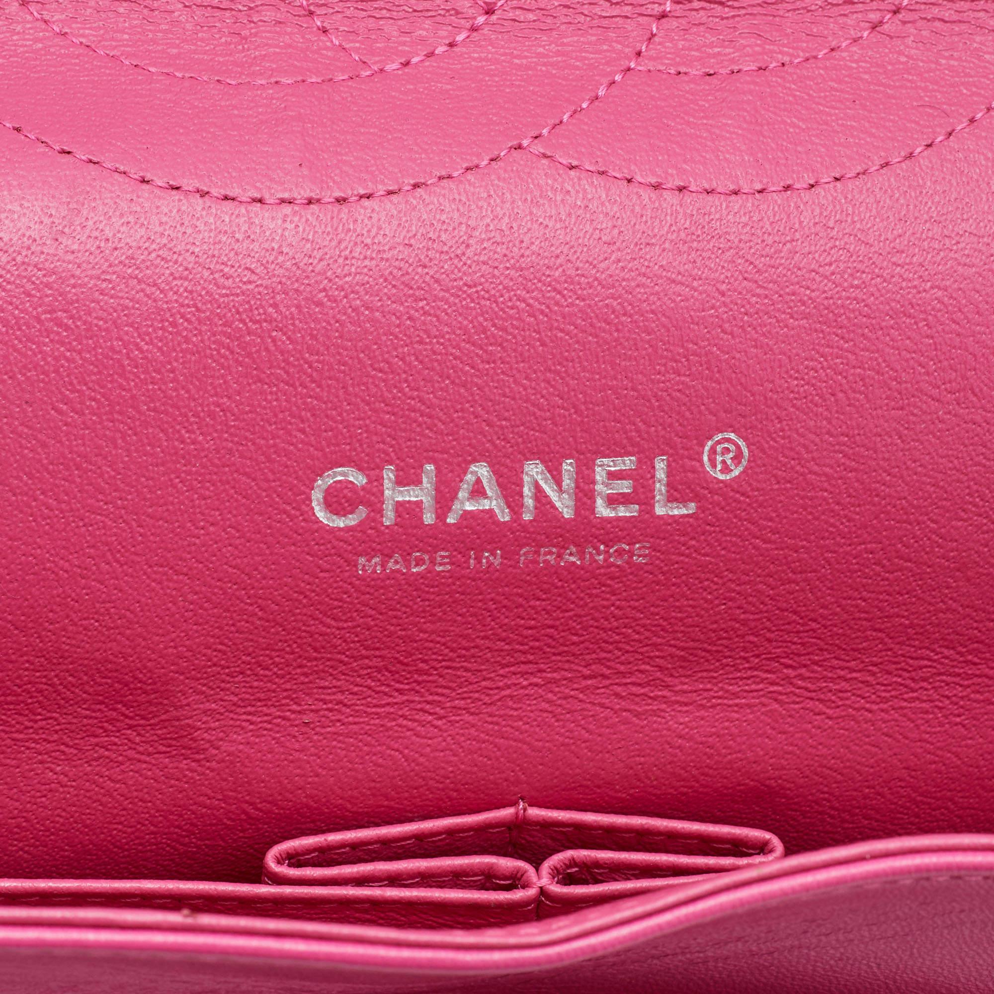 Chanel Pink Quilted Patent Leather Maxi Classic Double Flap Bag For Sale 7