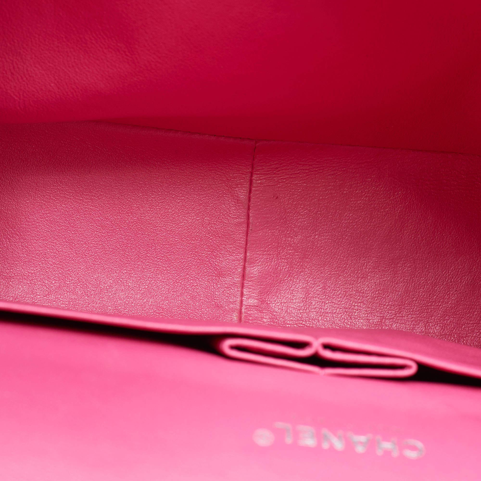 Chanel Pink Quilted Patent Leather Maxi Classic Double Flap Bag 9