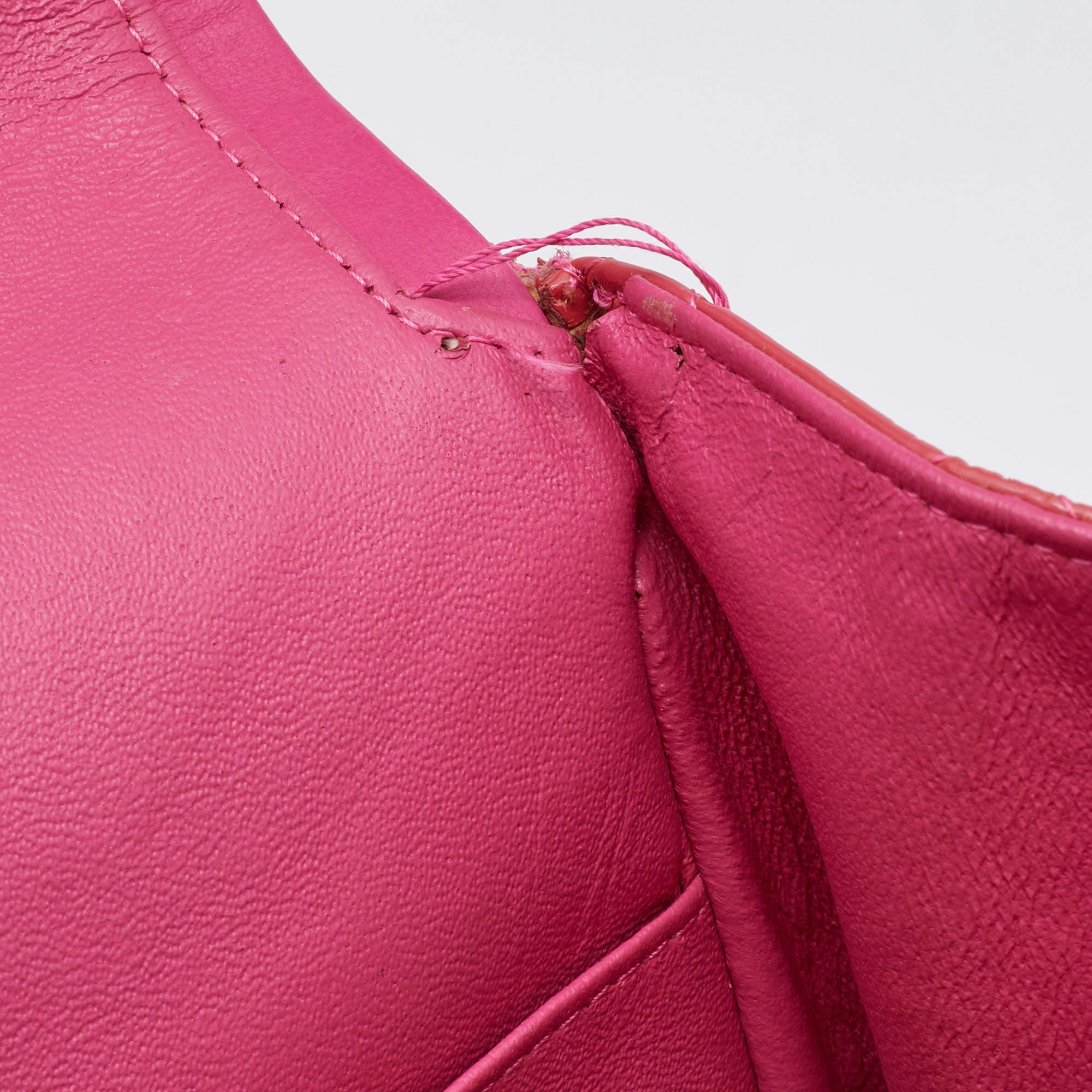 Chanel Pink Quilted Patent Leather Maxi Classic Double Flap Bag 10