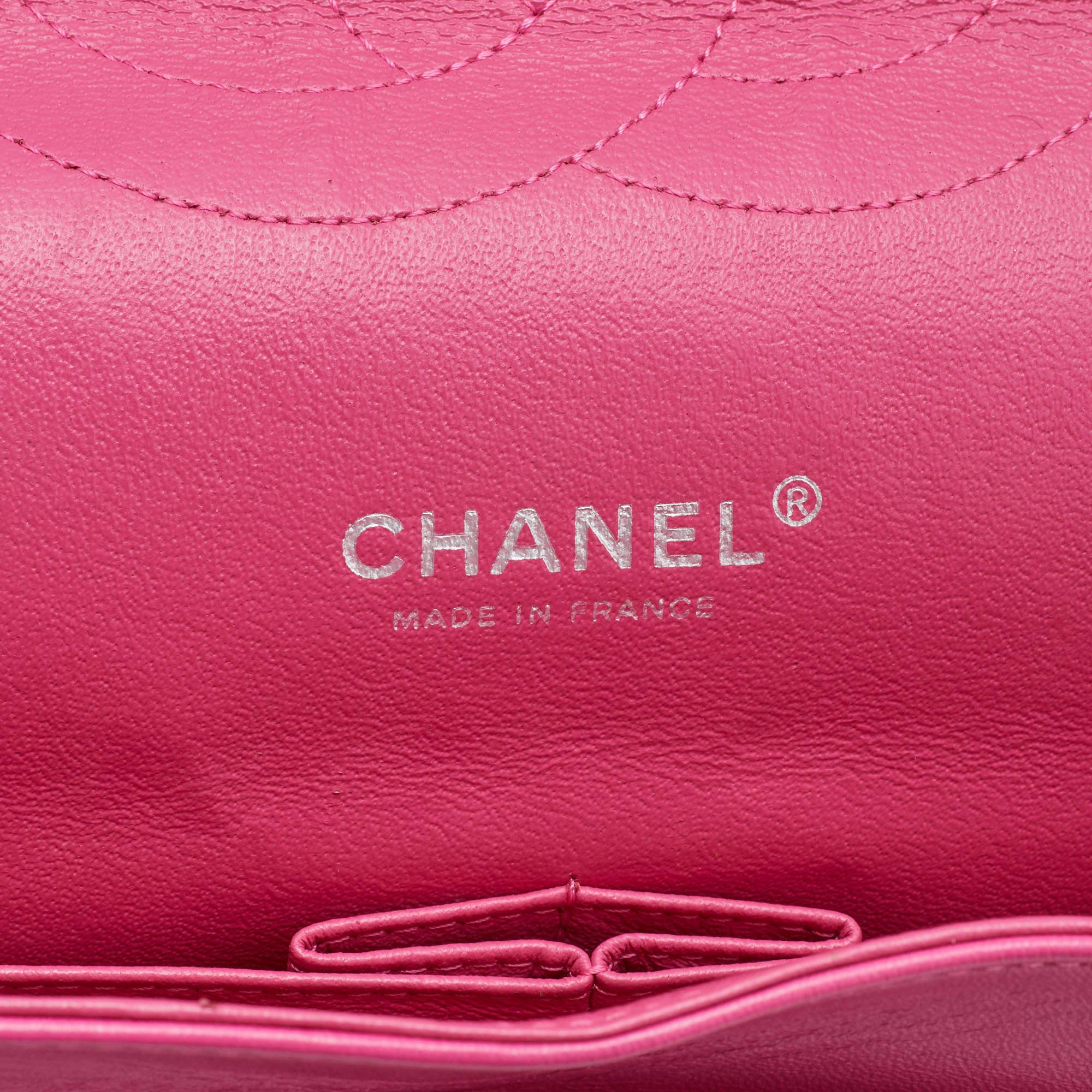 Chanel Pink Quilted Patent Leather Maxi Classic Double Flap Bag 11