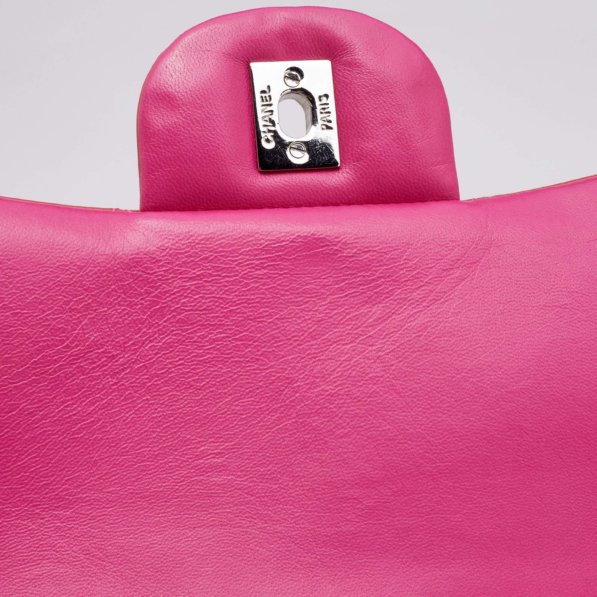 Chanel Pink Quilted Patent Leather Maxi Classic Double Flap Bag 13