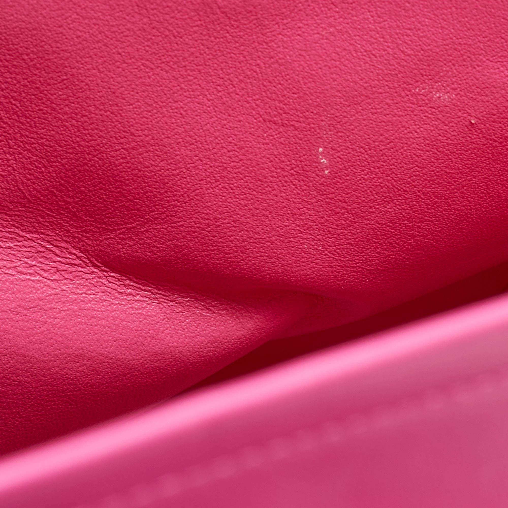 Chanel Pink Quilted Patent Leather Maxi Classic Double Flap Bag 3