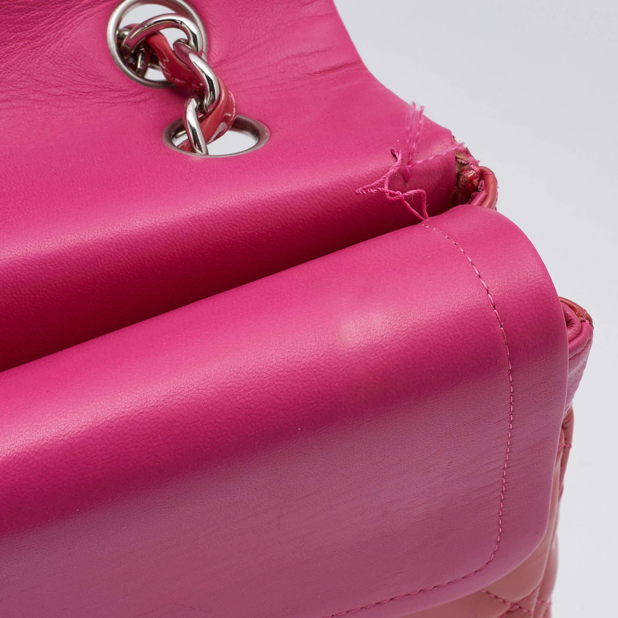 Chanel Pink Quilted Patent Leather Maxi Classic Double Flap Bag 5
