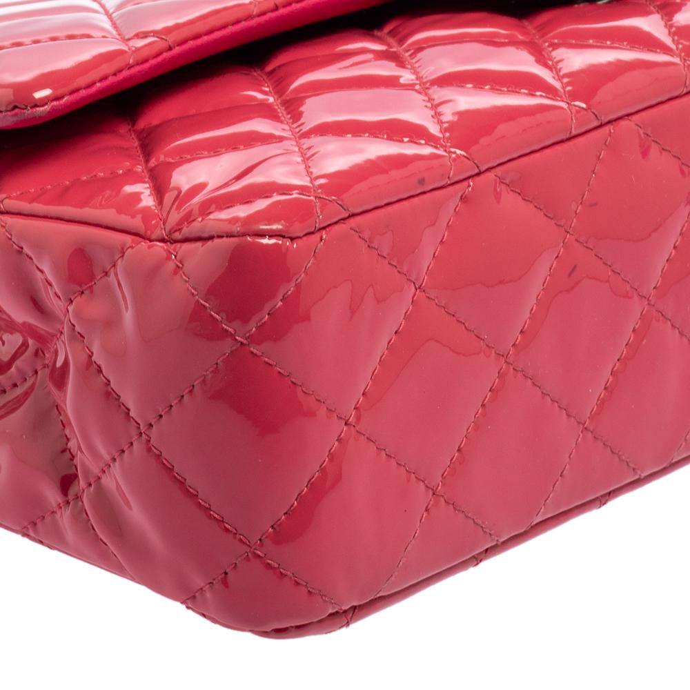 Chanel Pink Quilted Patent Leather Medium Classic Double Flap Bag 8