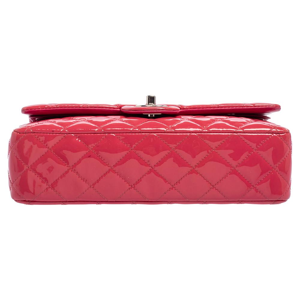 Chanel Pink Quilted Patent Leather Medium Classic Double Flap Bag 1